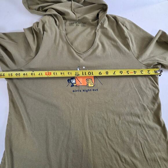 LIFE IS GOOD Womens XL Girls Night Out Camping Hoodie/ Tunic Long Sleeve Green - Picture 5 of 6